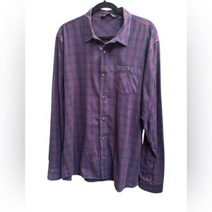 TRAVIS MATHEW Men’s Purple Cotton Plaid Soft Casual Button-Up Shirt Size XL EUC